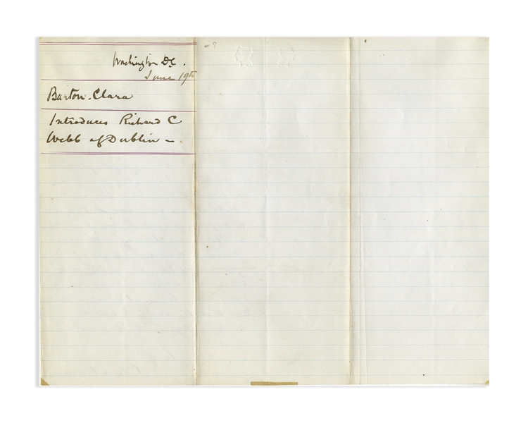 Clara Barton Autograph Letter Signed to General Benjamin Butler, Introducing Butler to the Irish Abolitionist Richard D. Webb -- ''...the friend of freedom & human rights everywhere...''